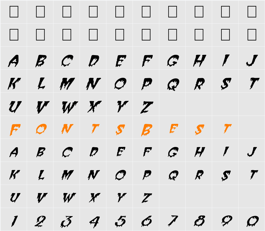 FZ UNIQUE 10 ITALIC Character Map