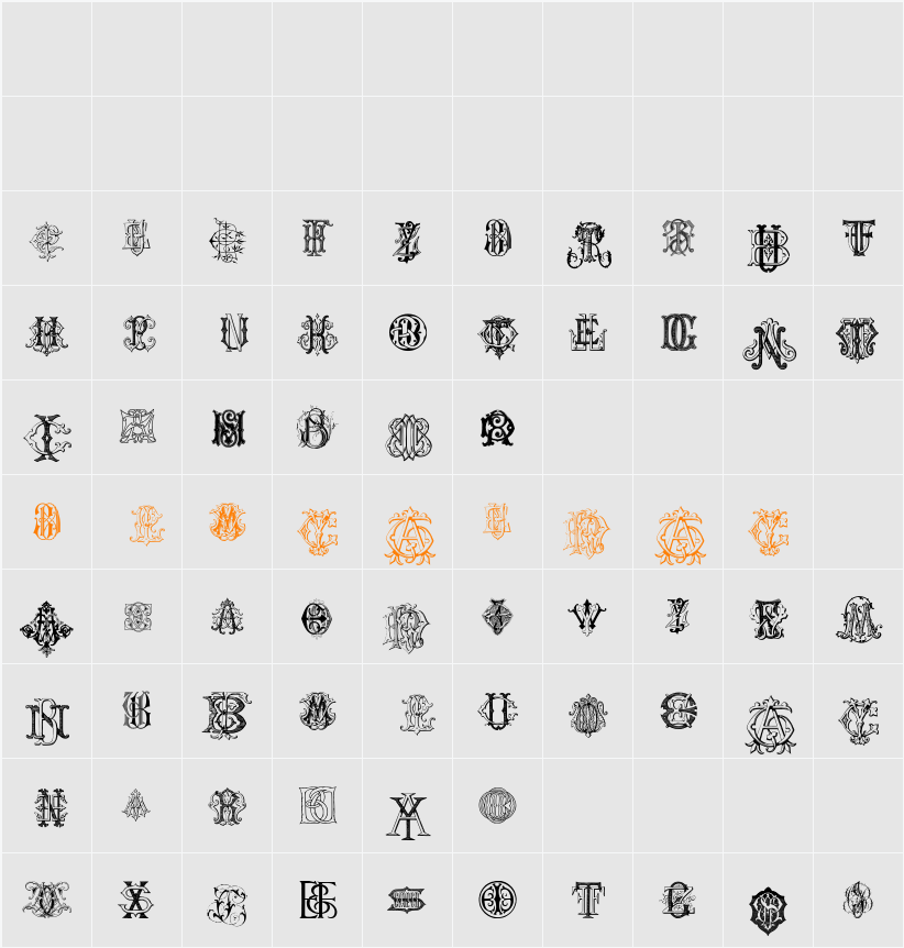 Intellecta Monograms Random Samples Character Map