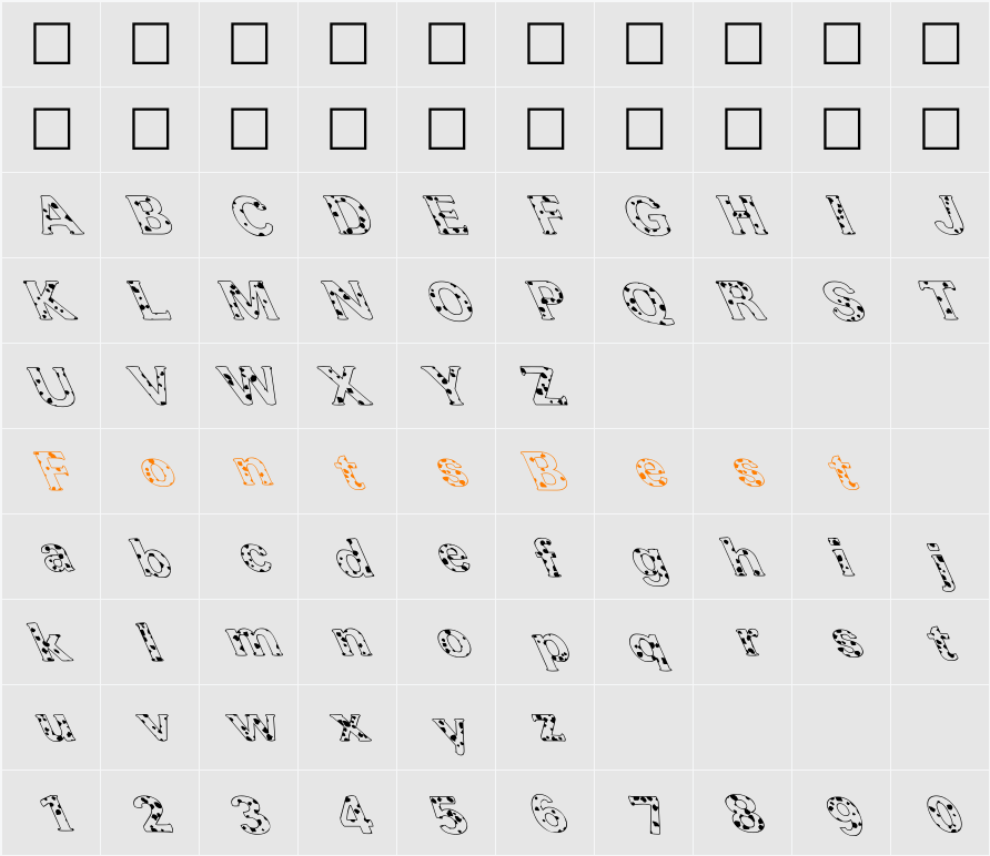 FZ ROMAN 37 SPOTTED LEFTY Character Map