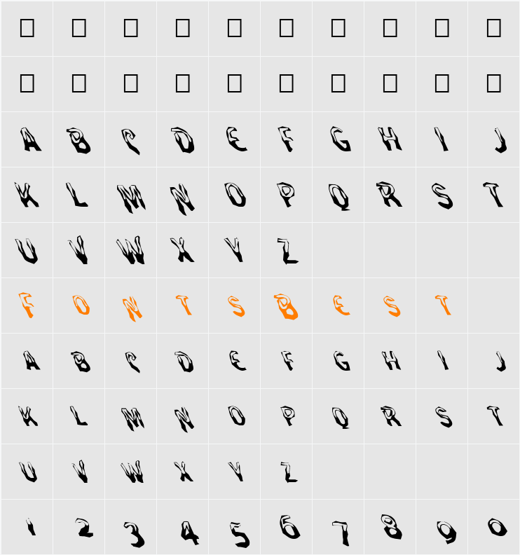 FZ WACKY 27 LEFTY Character Map