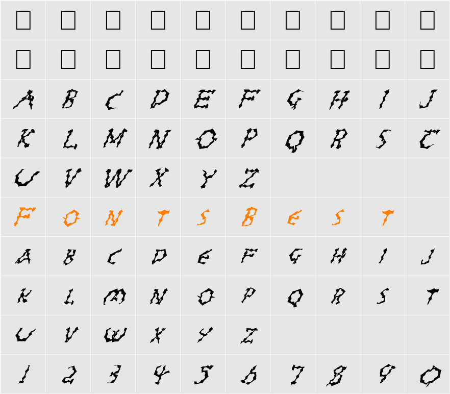 FZ WACKY 23 ITALIC Character Map