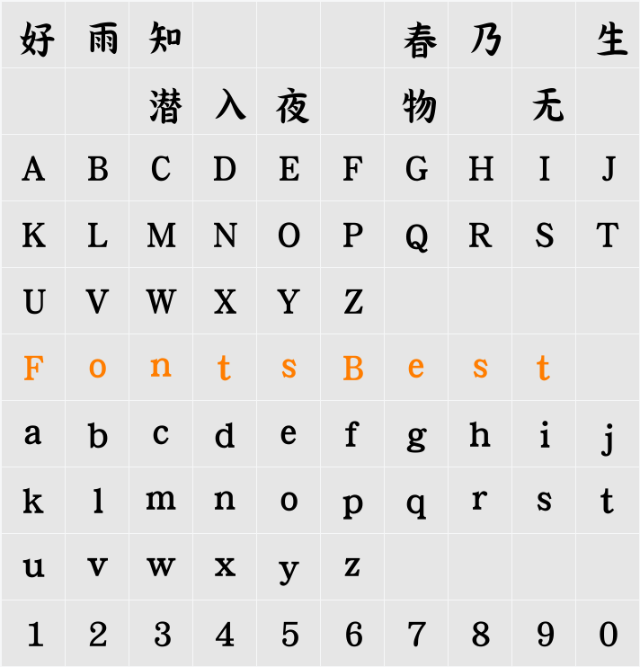 DFPKangKaiW5-B5 Character Map