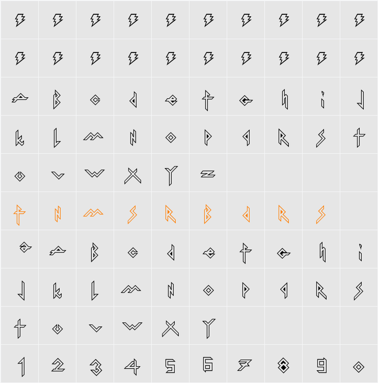 Iron H Metal Outline Character Map