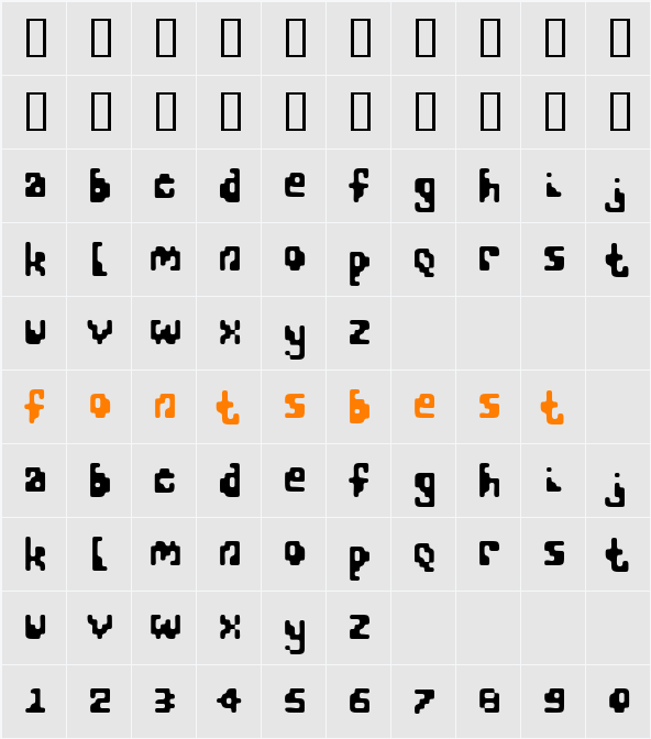 AB FuBu Character Map