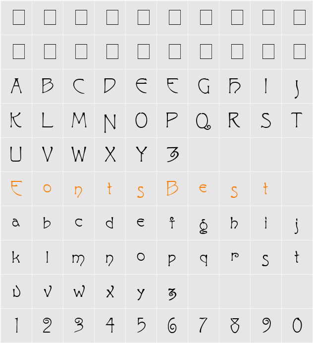 Curetana Character Map