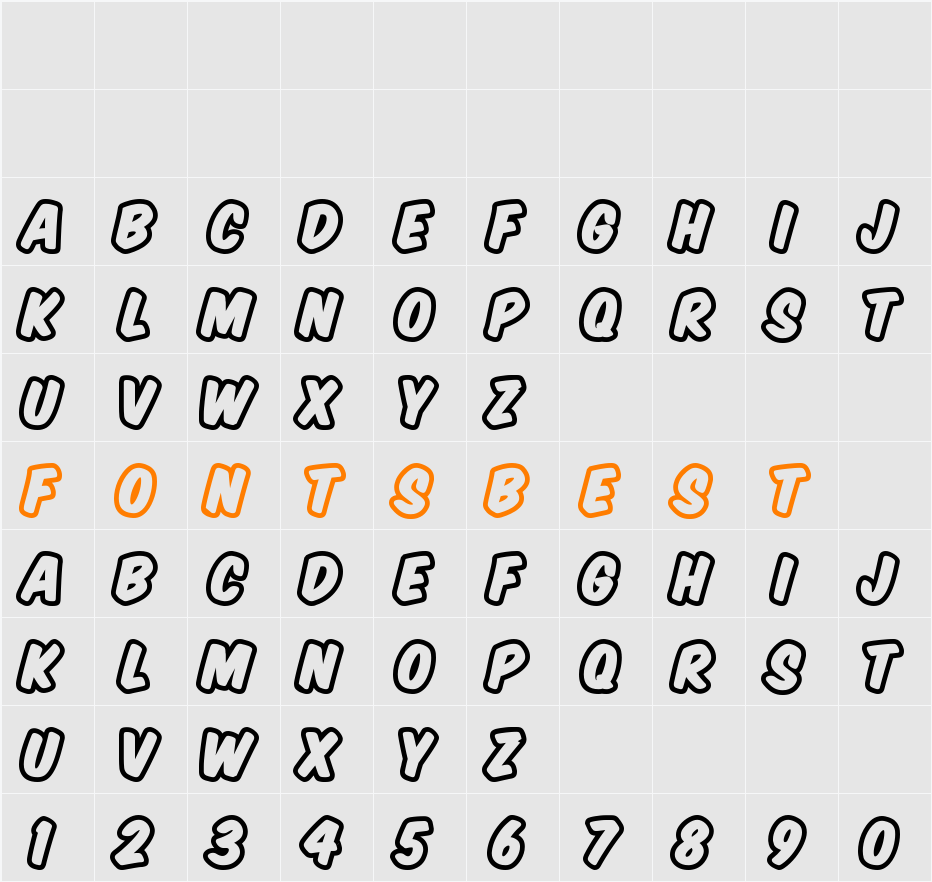 Komika Title - Brush Character Map