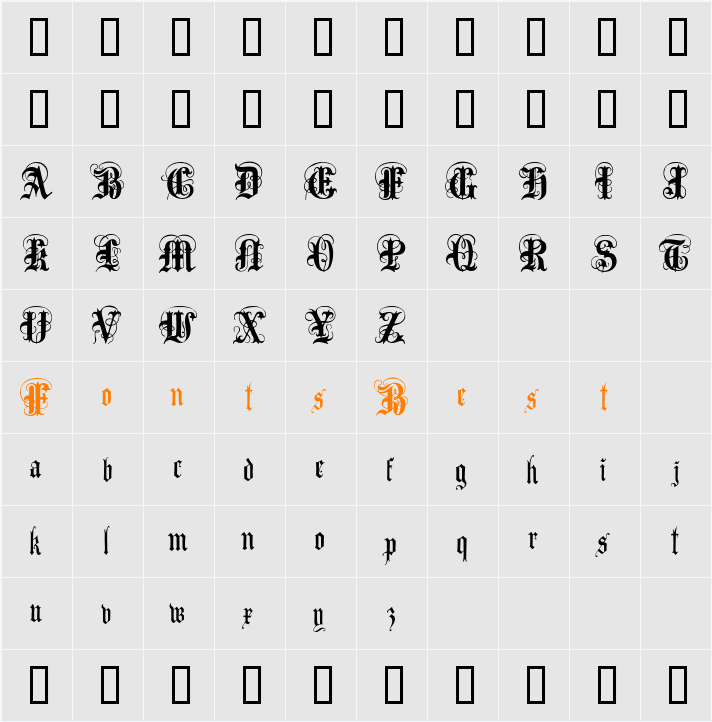 Anglo Text Character Map