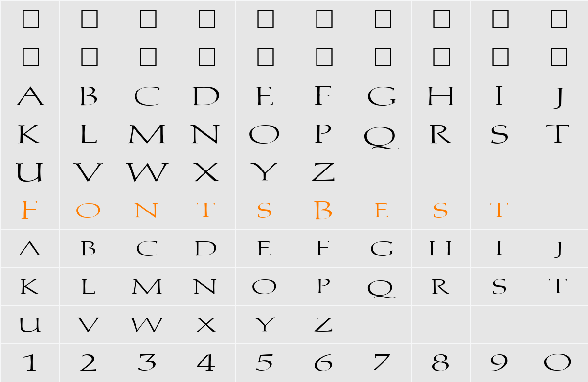 FZ ROMAN 2 EX Character Map