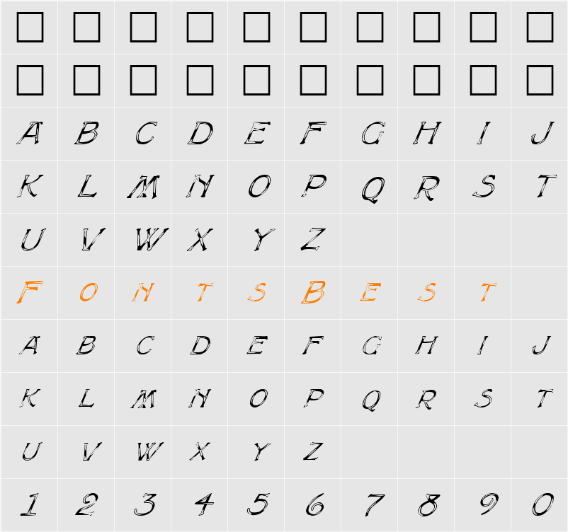 FZ UNIQUE 8 ITALIC Character Map