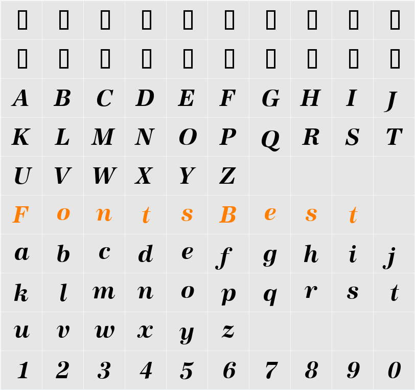 Antiqua Character Map