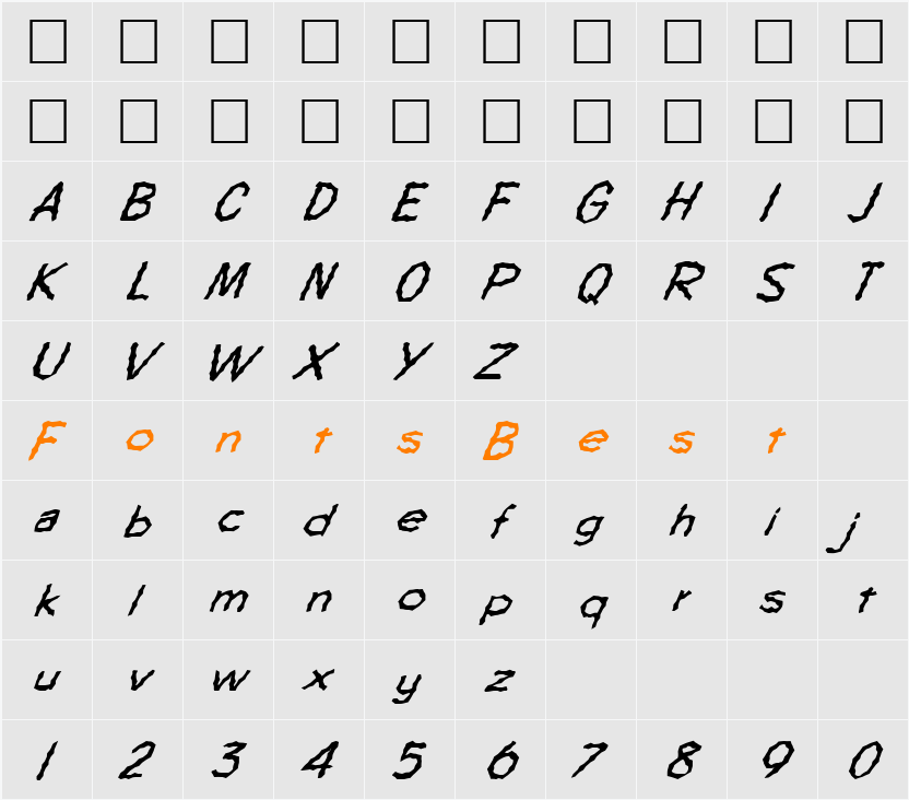 FZ WACKY 64 ITALIC Character Map