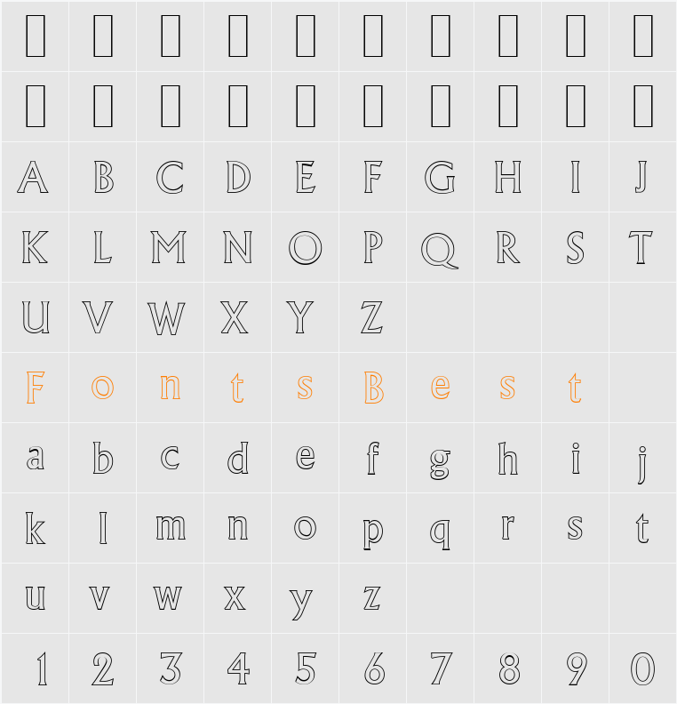 AdelonOutline Character Map