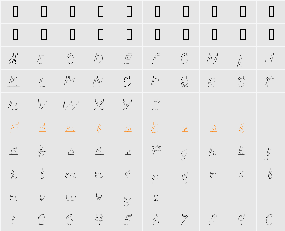 AbcDNManusArrowDotted Character Map