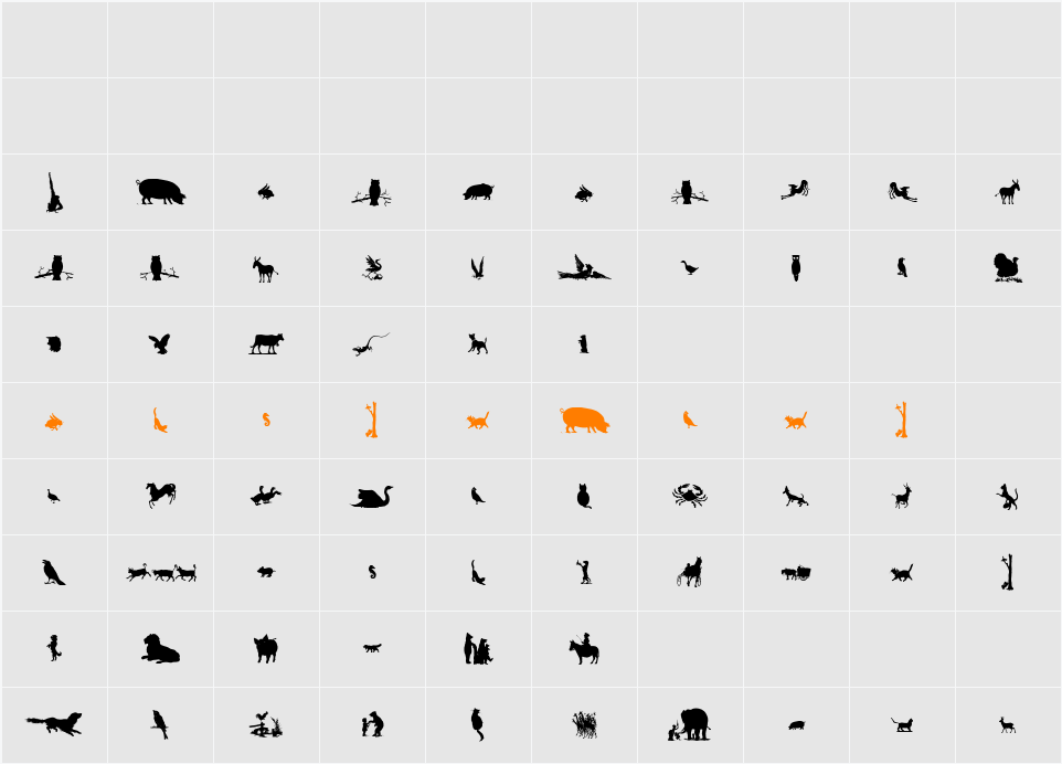 Animal Silhouettes Three Character Map