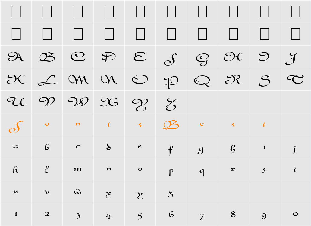 FZ SCRIPT 8 EX Character Map