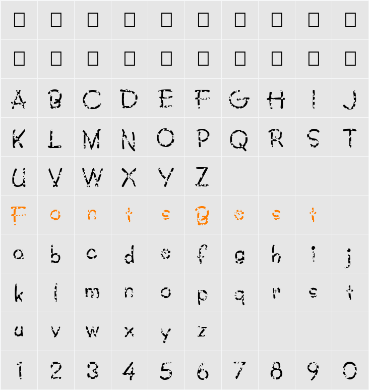 FZ JAZZY 34 HOLEY Character Map