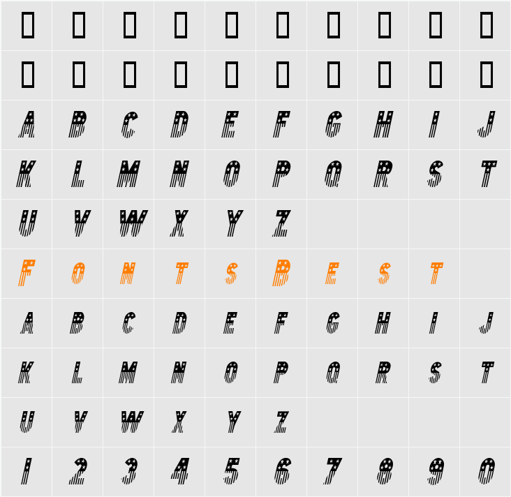 Bunting 2-Condensed Character Map