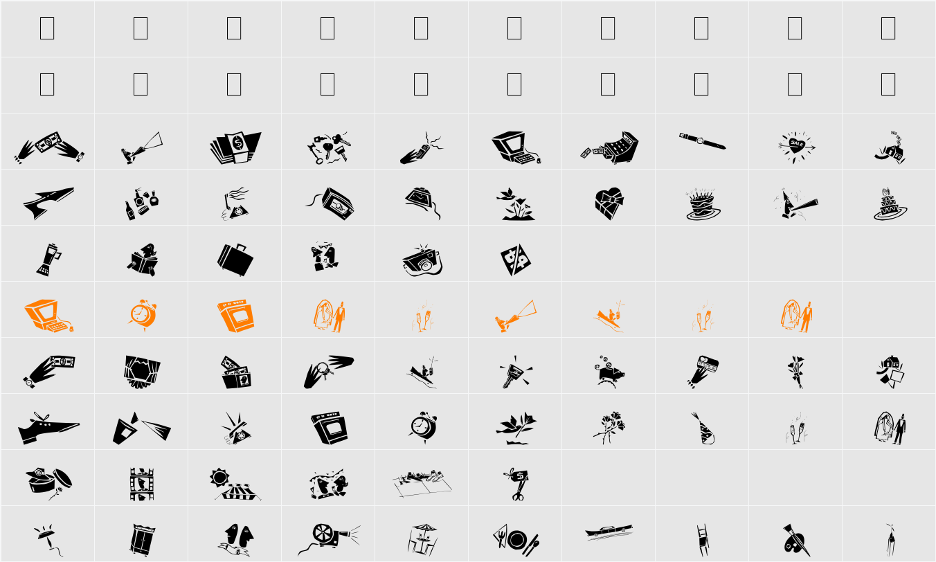 DF Commercials Character Map