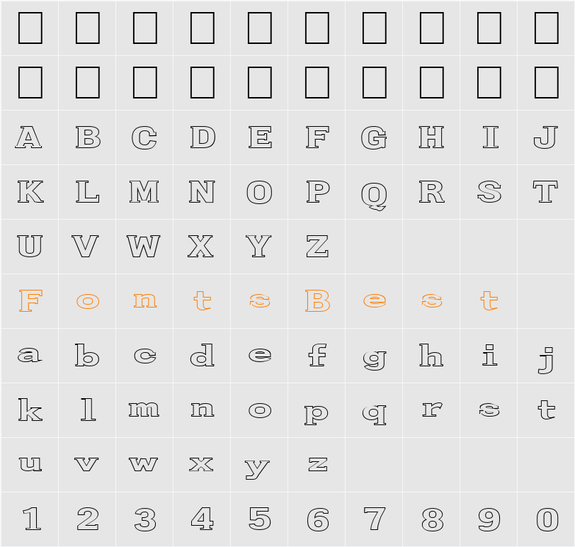 FZ ROMAN 27 HOLLOW EX Character Map