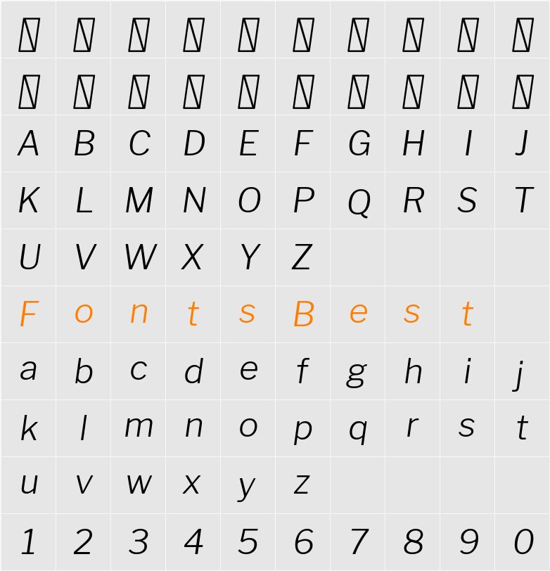 Libre Franklin Light Character Map