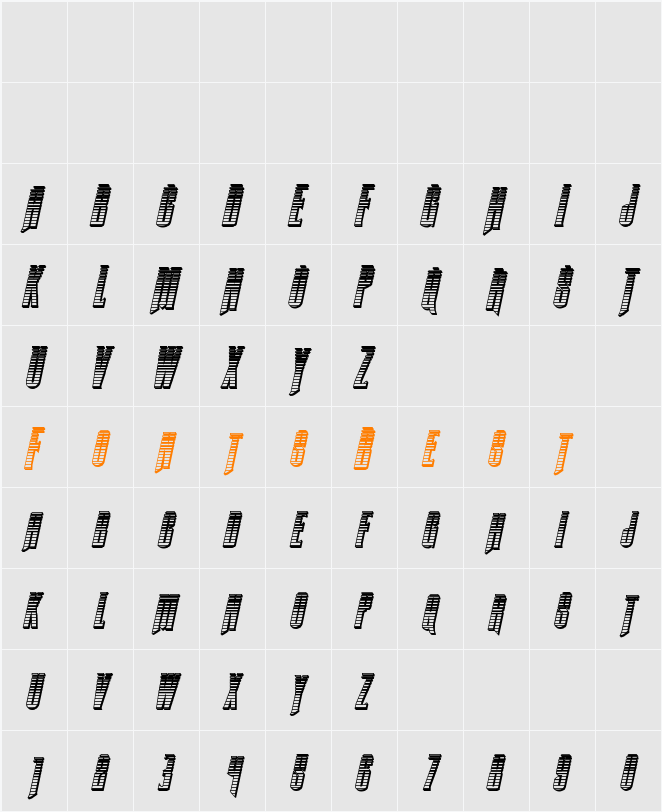 Butch & Sundance Chrome Italic Character Map