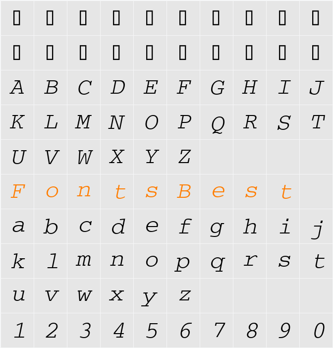 CourierPS Character Map