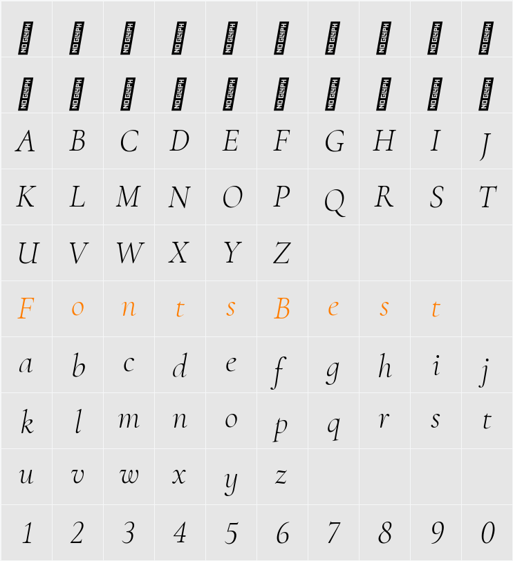 Cormorant Infant Light Character Map