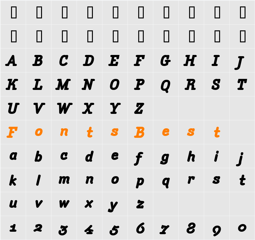 AmintaBlackItalic Character Map