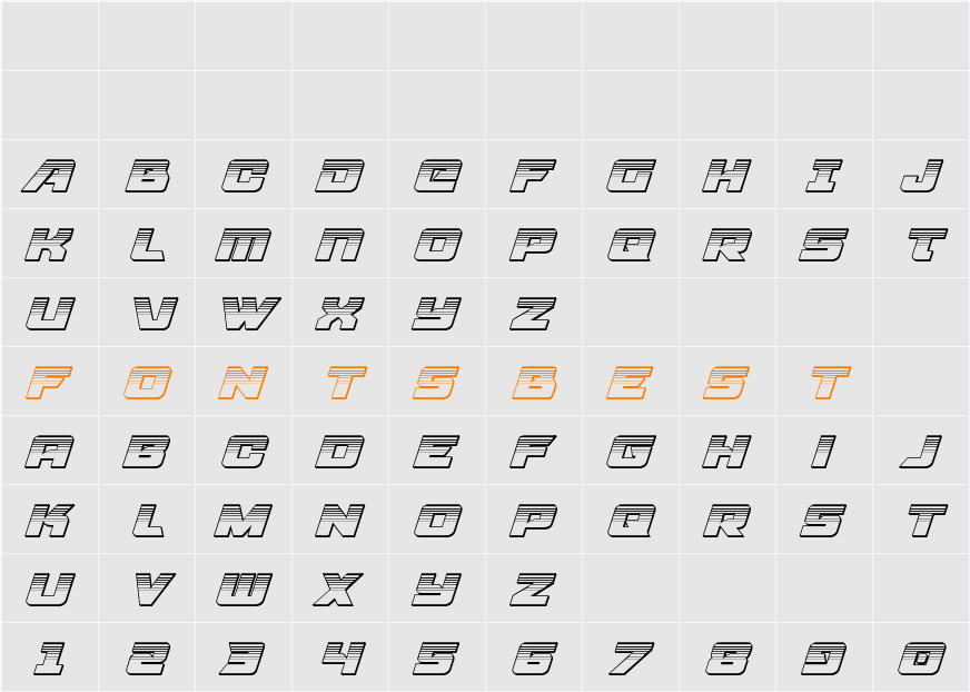 Aircruiser Platinum Italic Character Map