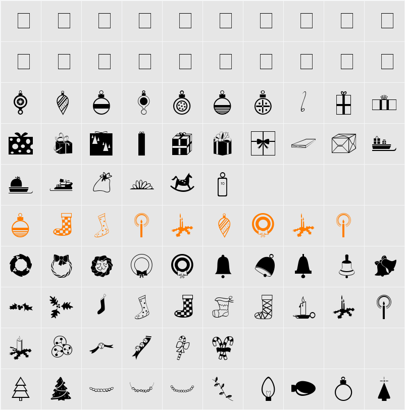 Carr Xmas Dingbats Character Map