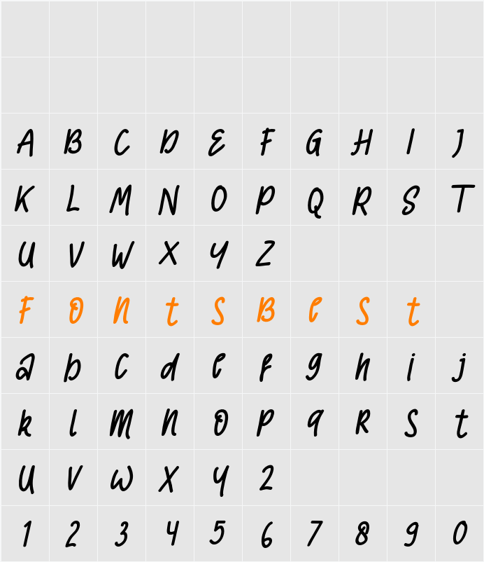 Comic Type Slant Character Map