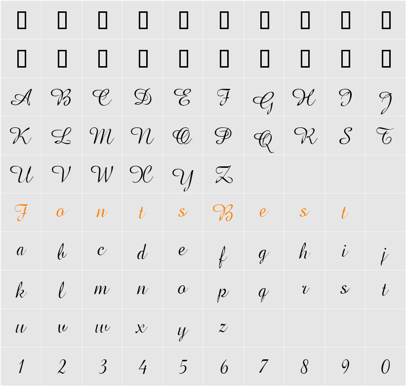 Amapola Character Map