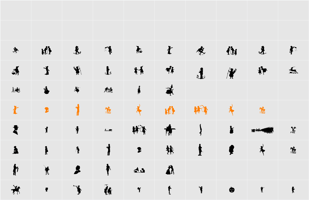 Mixed Silhouettes Six Character Map