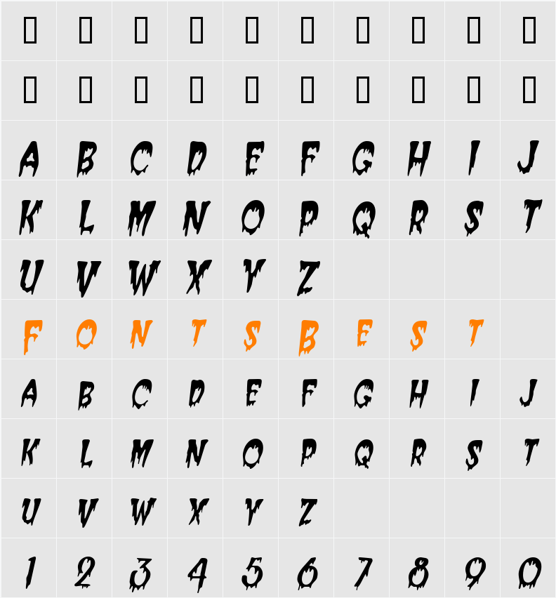 CreeperCondensed Character Map