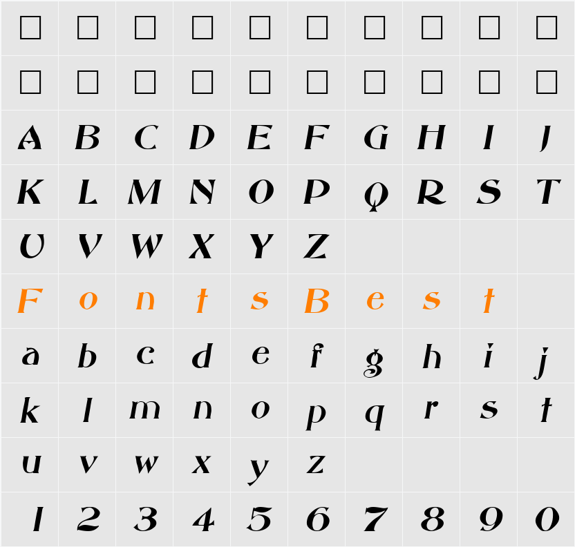 AbottOldStyle Character Map