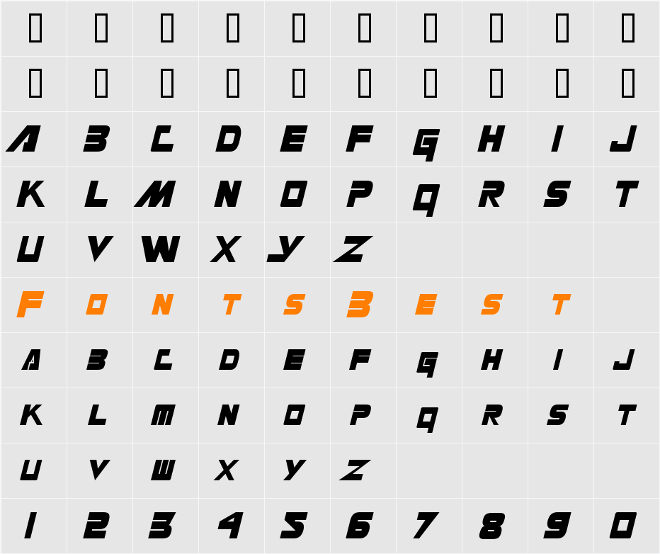 Masterforce Character Map