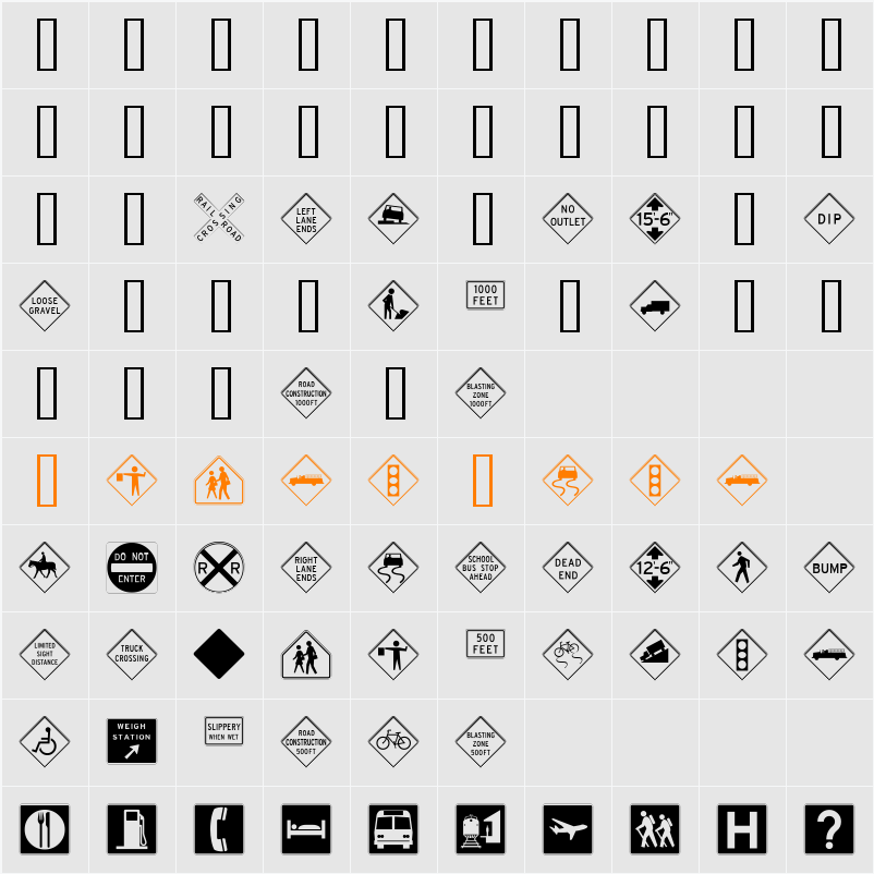 InterstatePi Character Map