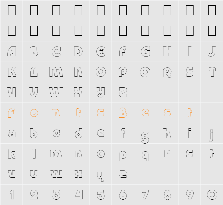 FZ JAZZY 52 HOLLOW Character Map