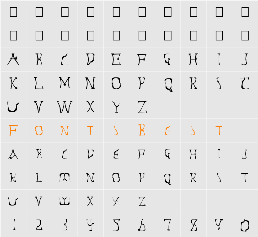 FZ WARPED 14 Character Map