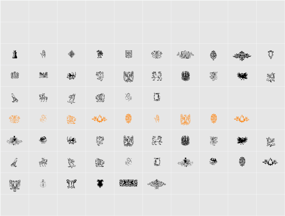 IntellectaHeraldics Character Map