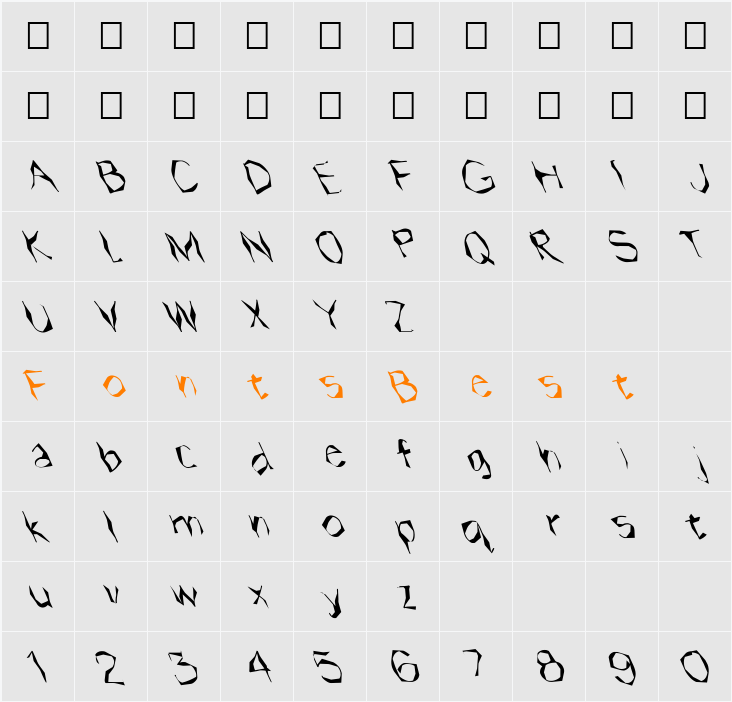 FZ WACKY 14 LEFTY Character Map