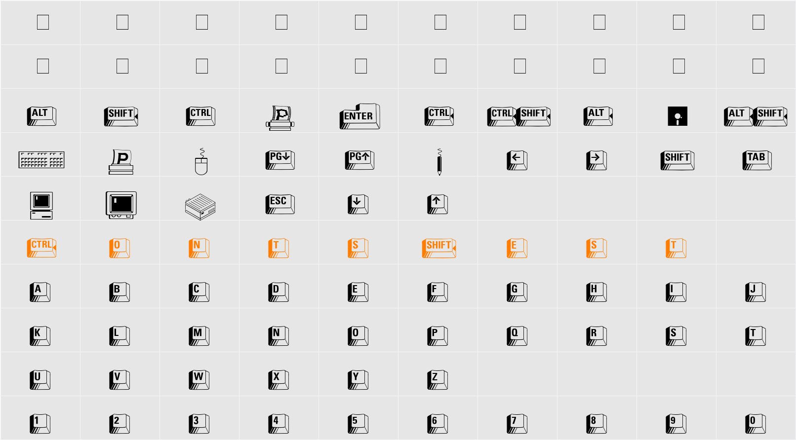 Carr Keys Character Map