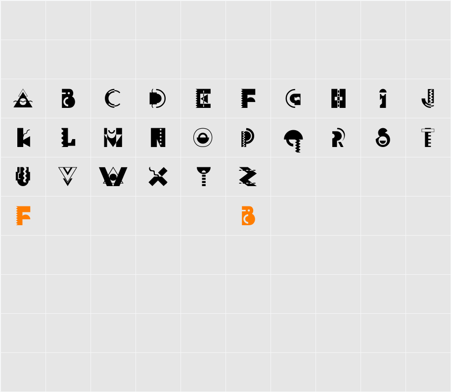 MemphisDisplay Character Map