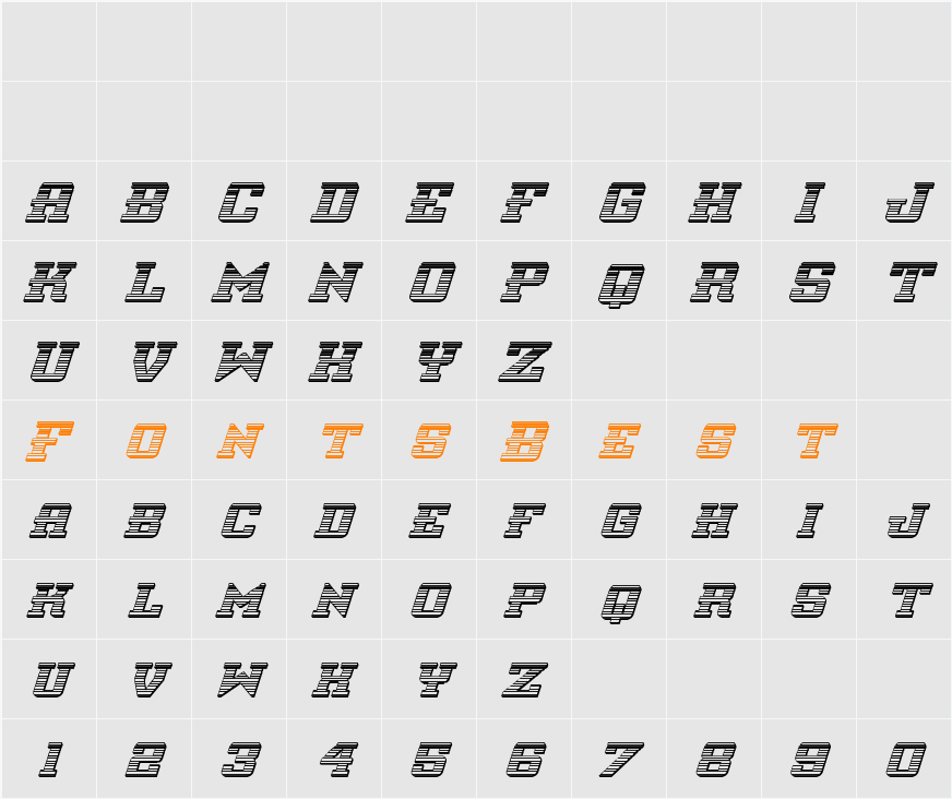 Interceptor Chrome Italic Character Map