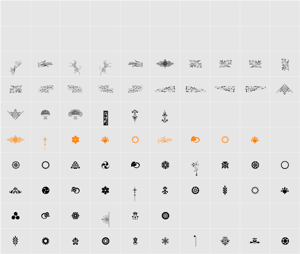 Cornucopia of Ornaments Two Character Map