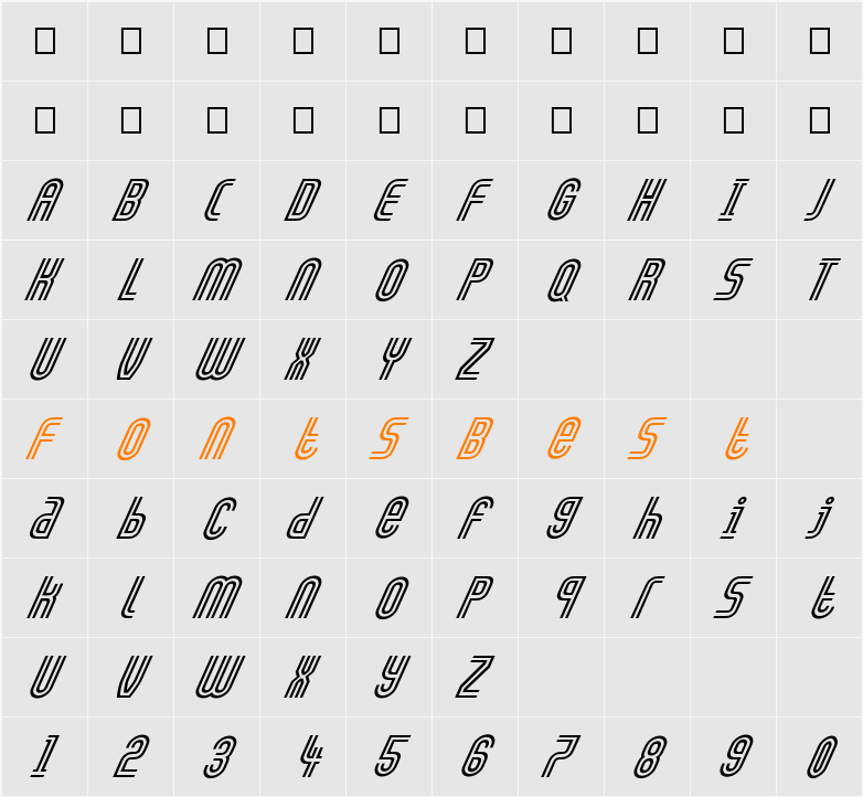 FZ UNIQUE 13 ITALIC Character Map