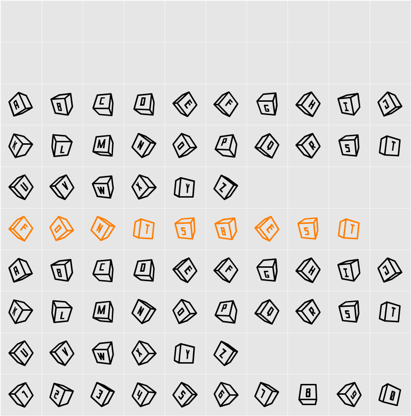 Cubox-3D ST Character Map