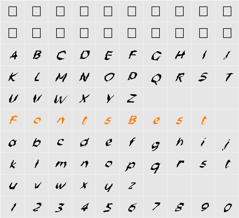 FZ WACKY 56 ITALIC Character Map