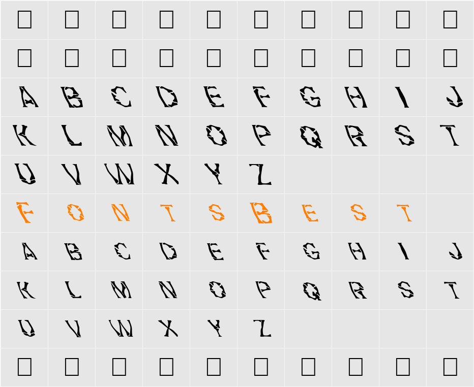 FZ WARPED 21 LEFTY Character Map