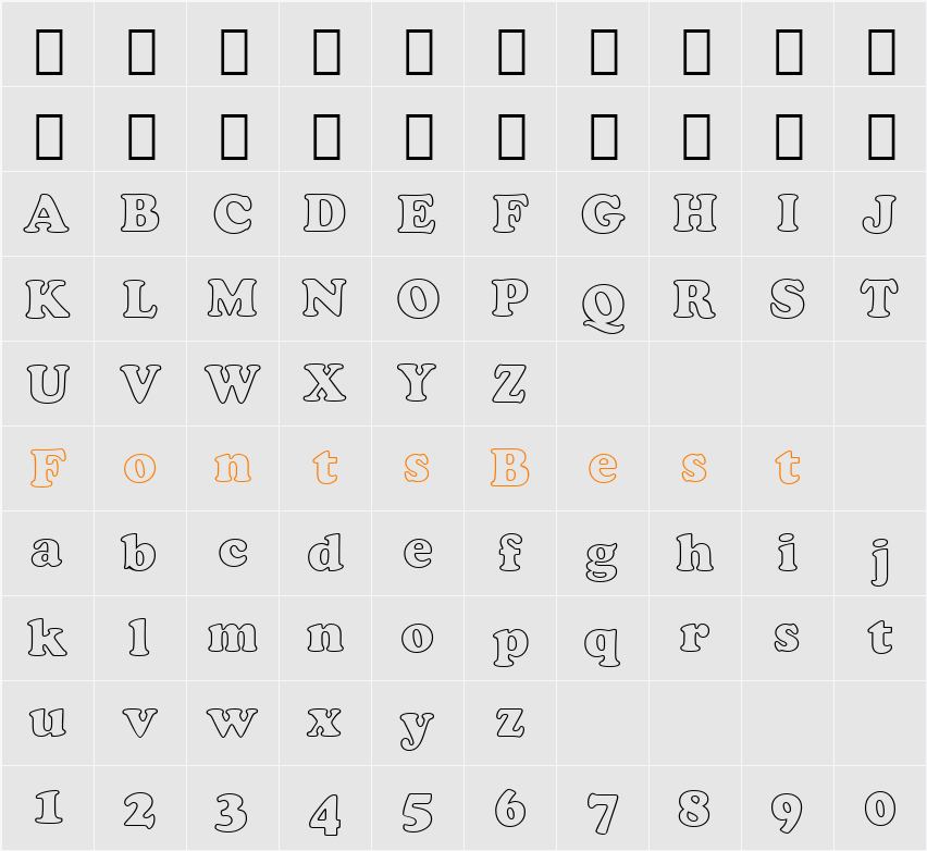 Cooper BlkOul BT Character Map